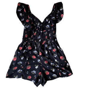 Floral Ruffle Sleeve American Eagle Outfitters Romper Dress With Pockets Small